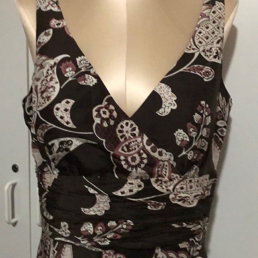 Ann Taylor 6, Brown Floral Silk Dress